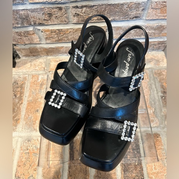 Free People Brooklyn Ankle Strap Platform Sandal Black 8.5 - Picture 3 of 7